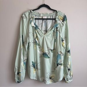 A. New Day Mint Green Gloral Flowy Blouse M